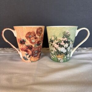 Leonardo Collection Vincent Van Gogh Bone China Pair Coffee Mug Tea Cup Floral